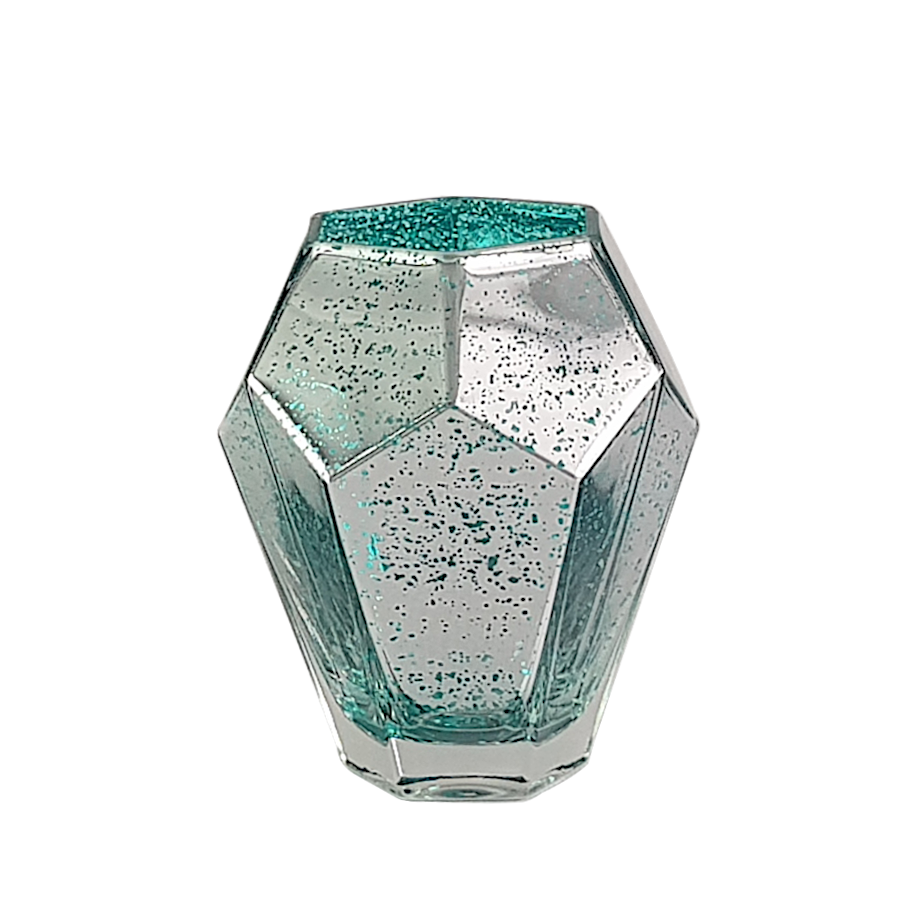 Vase géométrique mercurisé turquoise  | Deco-Delight.com