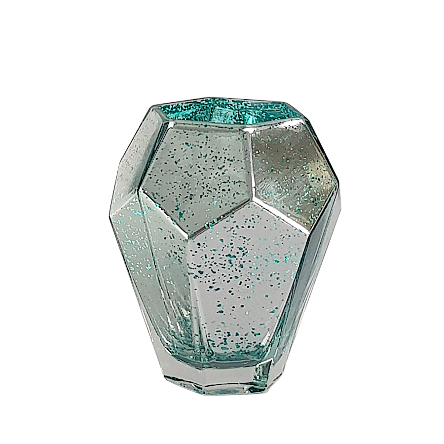 Vase géométrique mercurisé turquoise  | Deco-Delight.com
