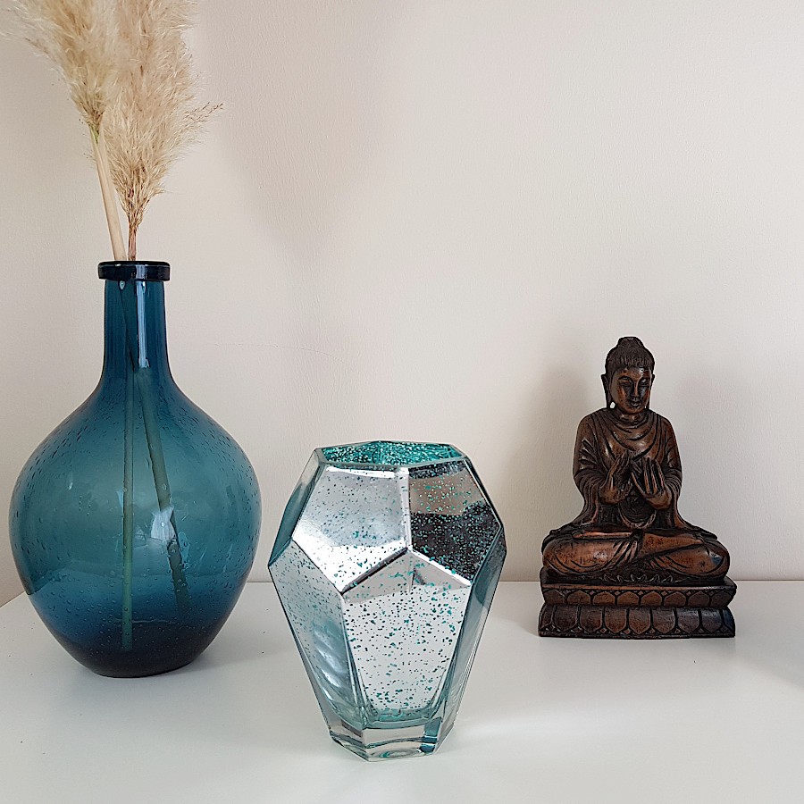 Vase géométrique mercurisé turquoise  | Deco-Delight.com