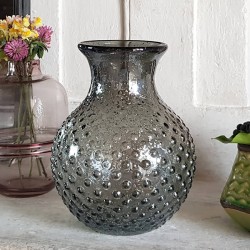 Vase gris pailleté à bulles en verre H21 cm | Deco-Delight.com