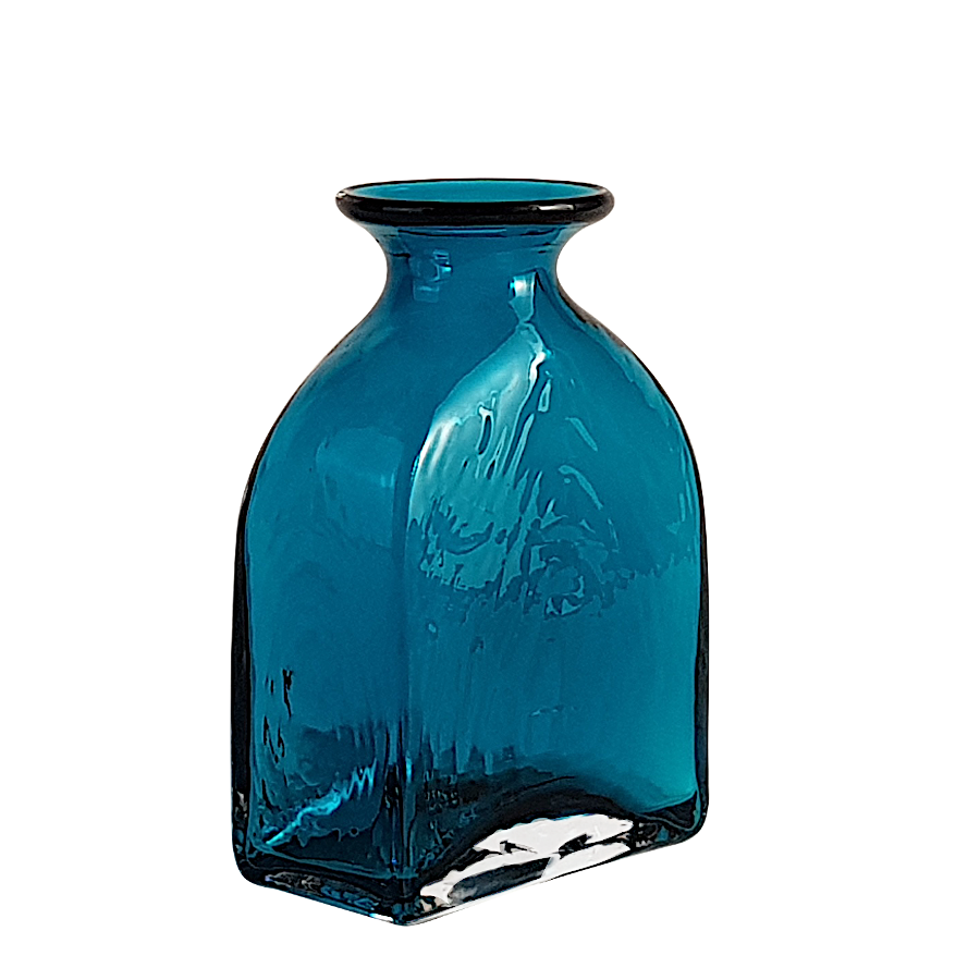 Vase flacon en verre bleu intense  | Deco-Delight.com
