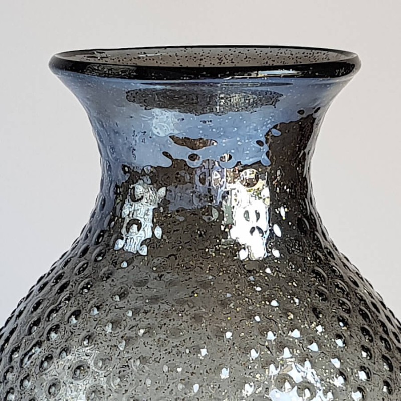 Grand vase gris pailleté à bulles en verre H26,5 cm | Deco-Delight