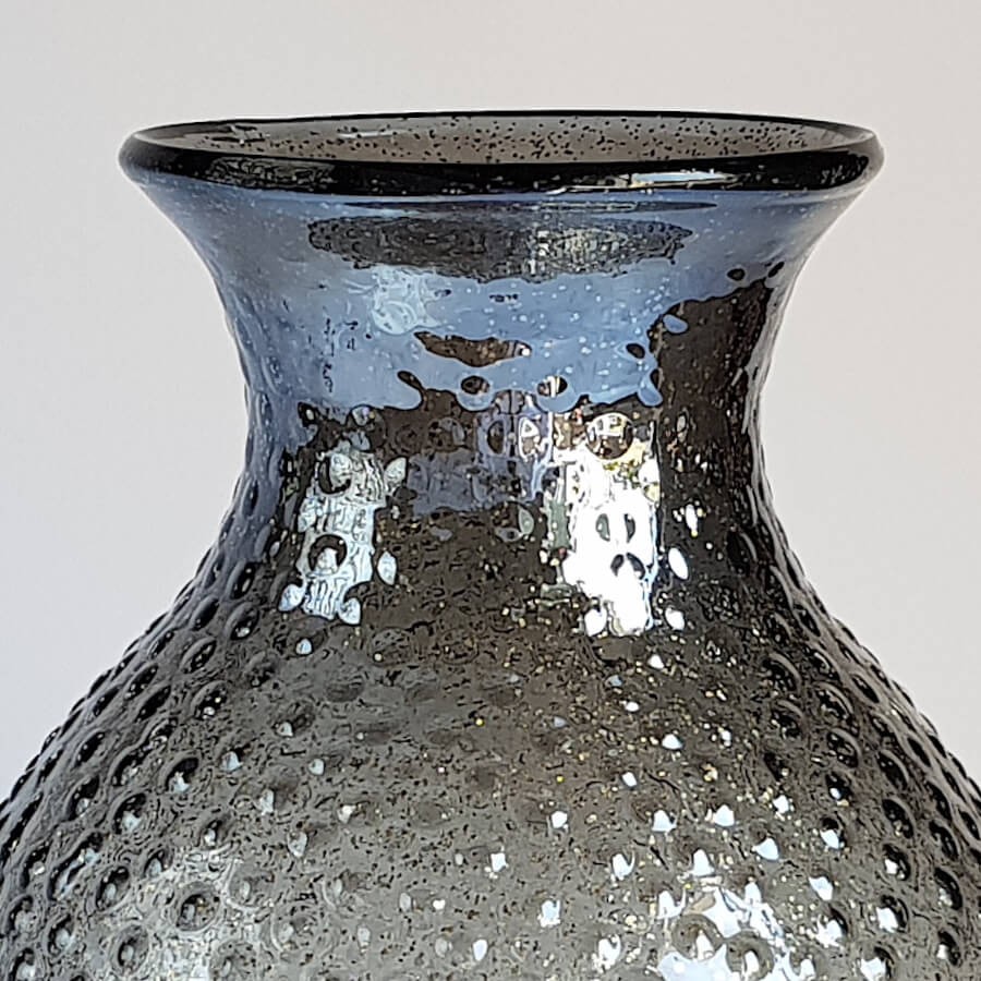 Grand vase gris pailleté à bulles en verre H26,5 cm | Deco-Delight