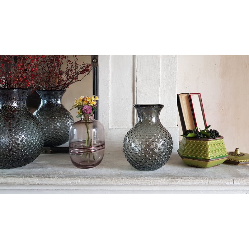 Vase gris pailleté à bulles en verre H21 cm | Deco-Delight.com