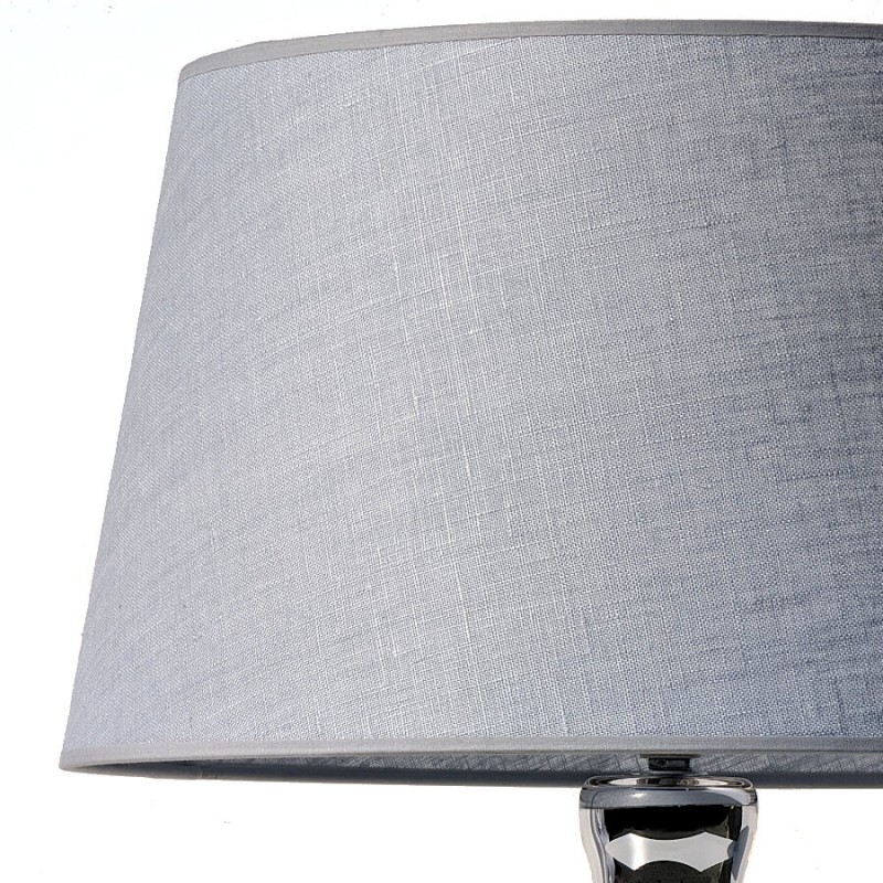 Zoom sur le tissage de l'abat-jour en lin cendré de 40 cm de diamètre.