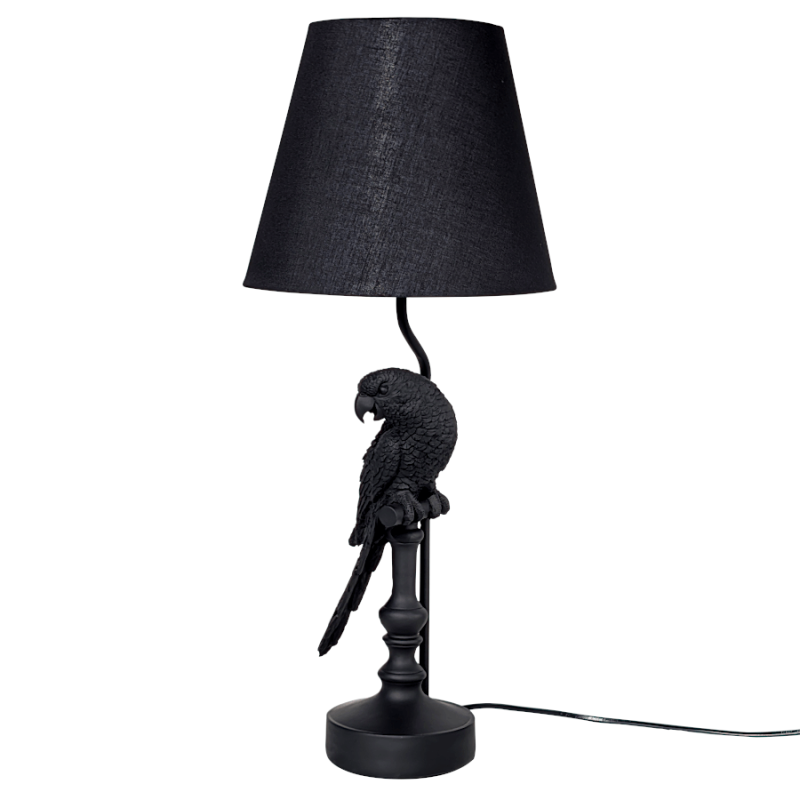 Lampe Perroquet noir mat entière de face sur fond blanc.