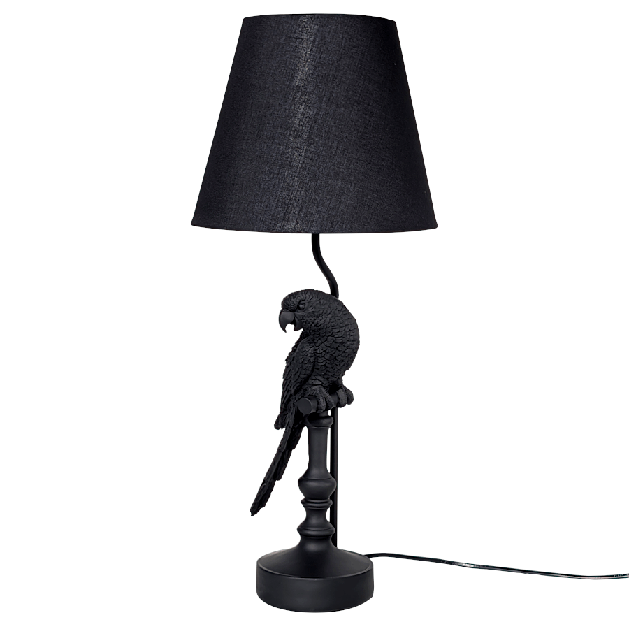 Lampe Perroquet noir mat entière de face sur fond blanc.