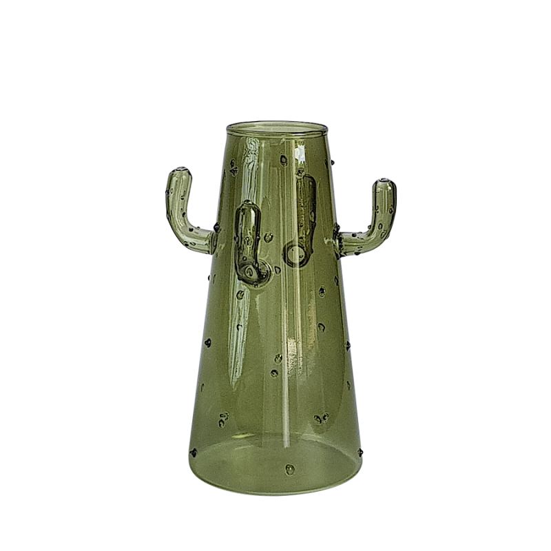 Vase cactus en verre vert original  | Deco-Delight.com