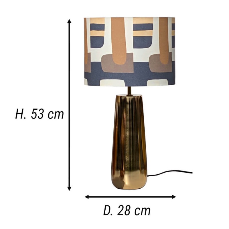 Schéma technique indiquant les dimensions du luminaire : Hauteur 53 cm et Diamètre 28 cm.
