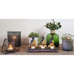 Vase bouteille vert col laiton doré  | Deco-Delight.com