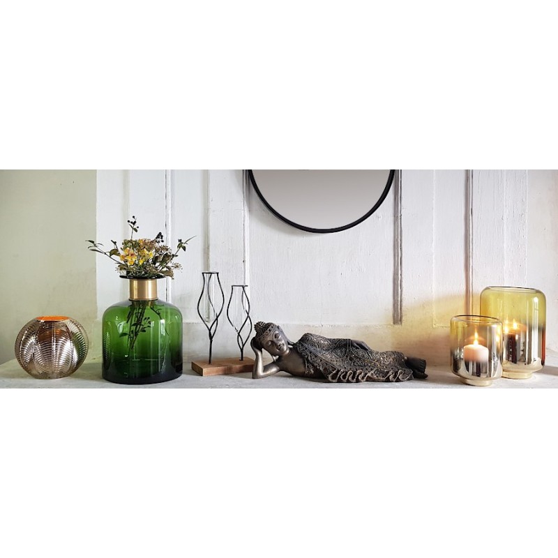 Vase bouteille vert col laiton doré  | Deco-Delight.com Vase bouteille vert col laiton doré  | Deco-Delight.com
