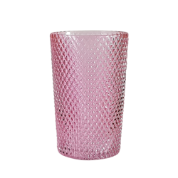 Vase rose relief diamant en verre  | Deco-Delight.com