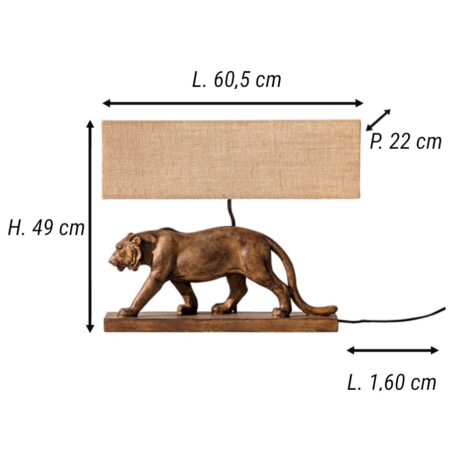 Schéma technique des dimensions : H 49 cm, L 60,5 cm, P 22 cm et câble 1,60 m.