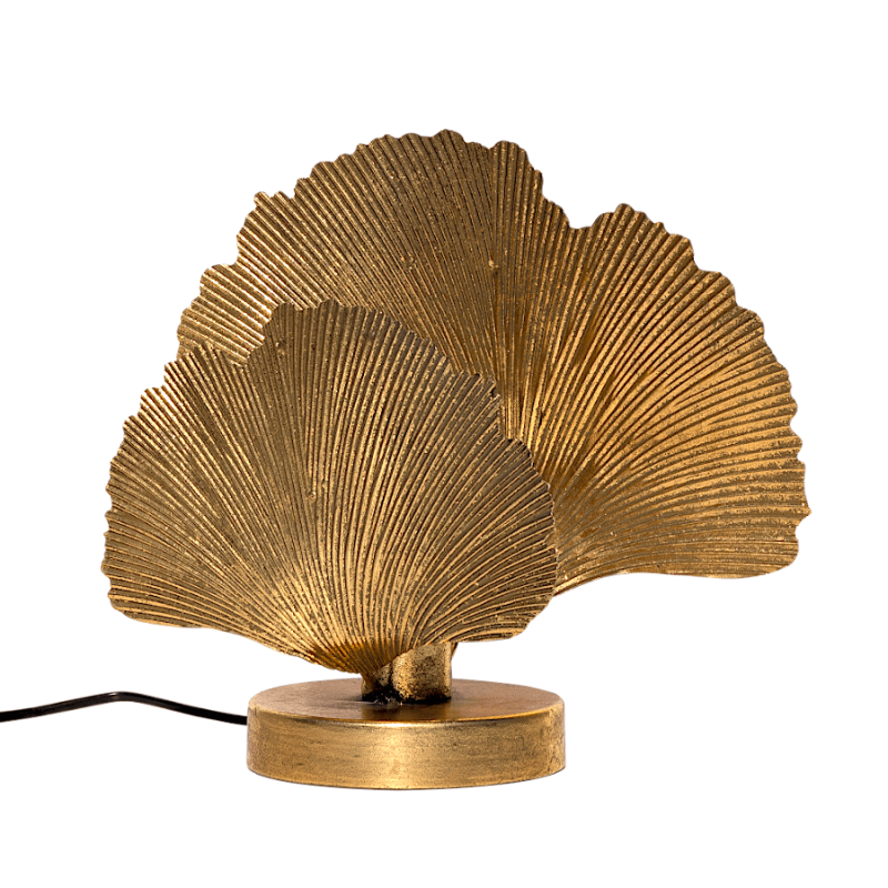 Lampe à poser Ginkgo Biloba en métal doré au design sculptural.