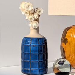 Vase bleu grec et blanc cassé H22 | Deco-Delight.com