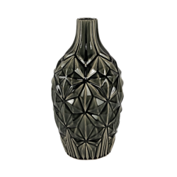 Vase géométrique craquelé gris H35  | Deco-Delight.com