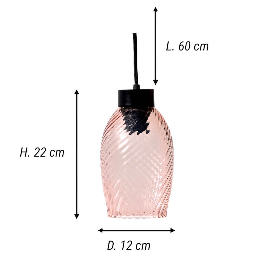 Schéma technique : Diamètre 12 cm, Hauteur 22 cm et longueur de câble 60 cm.