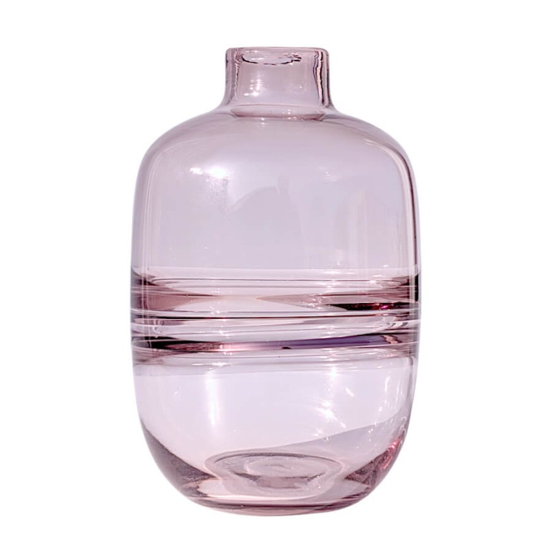 Vase en Verre Rose ou Gris épuré Saturne H18 cm | Deco-Delight