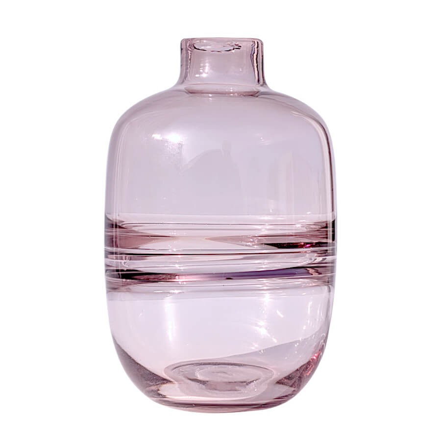 Vase en Verre Rose ou Gris épuré Saturne H18 cm | Deco-Delight
