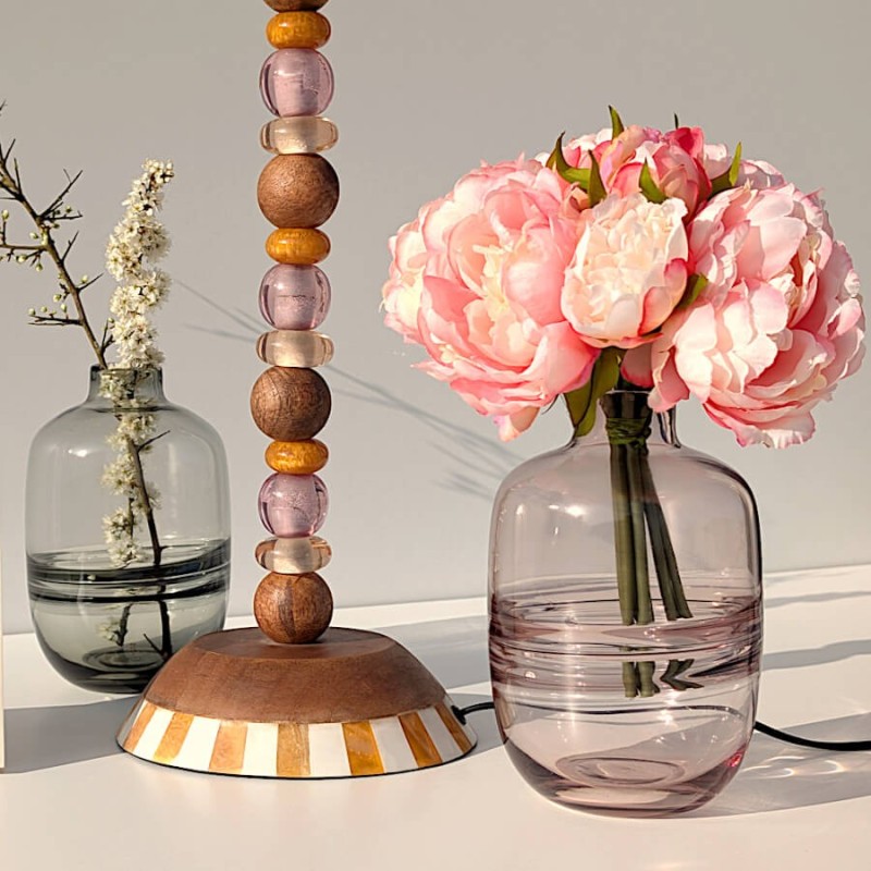 Vase en Verre Rose ou Gris épuré Saturne H18 cm | Deco-Delight