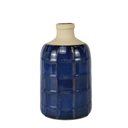 Vase bleu grec et blanc cassé H22  | Deco-Delight.com