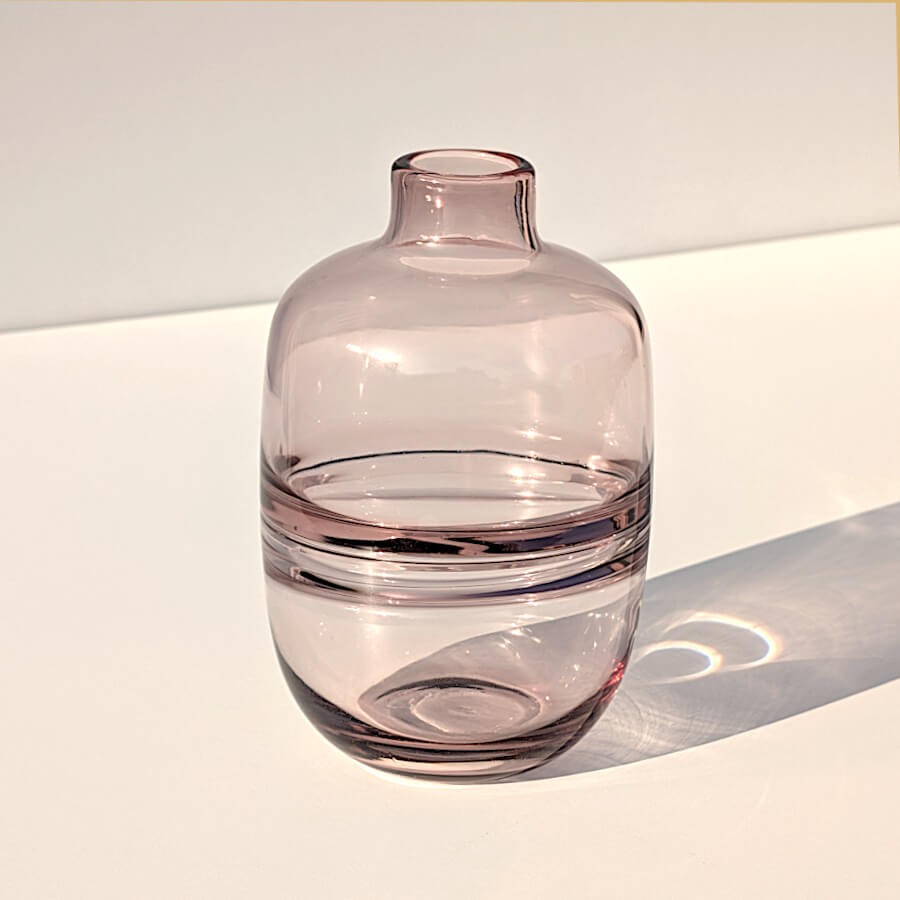 Vase en Verre Rose ou Gris épuré Saturne H18 cm | Deco-Delight