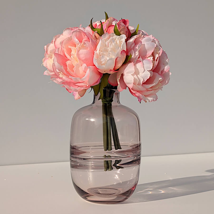 Vase en Verre Rose ou Gris épuré Saturne H18 cm | Deco-Delight