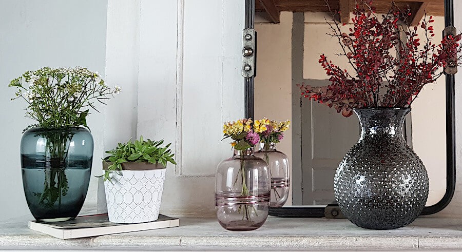 Vase en Verre Rose ou Gris épuré Saturne H18 cm | Deco-Delight