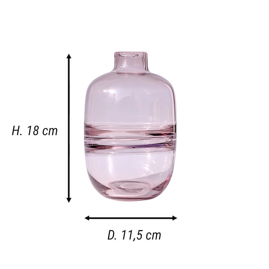 Vase en Verre Rose ou Gris épuré Saturne H18 cm | Deco-Delight