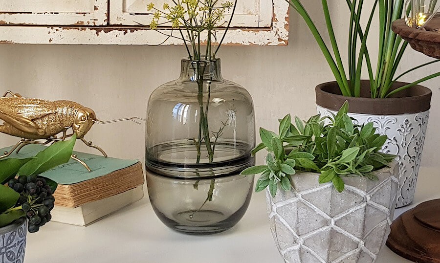 Vase en Verre Rose ou Gris épuré Saturne H18 cm | Deco-Delight