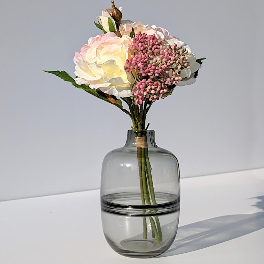 Vase en Verre Rose ou Gris épuré Saturne H18 cm | Deco-Delight