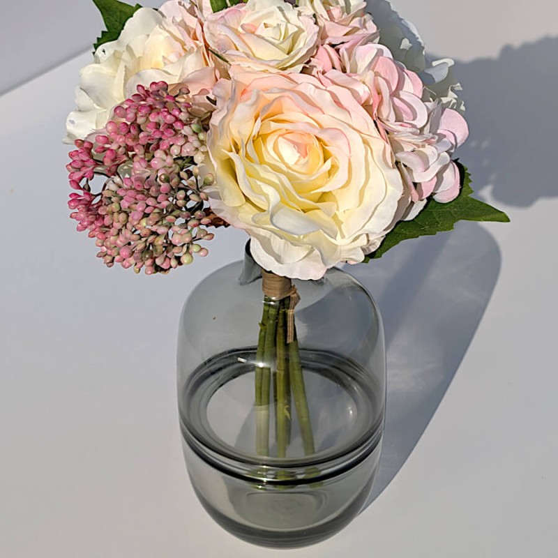 Vase en Verre Rose ou Gris épuré Saturne H18 cm | Deco-Delight