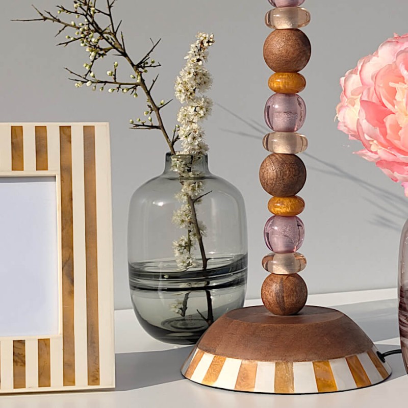 Vase en Verre Rose ou Gris épuré Saturne H18 cm | Deco-Delight