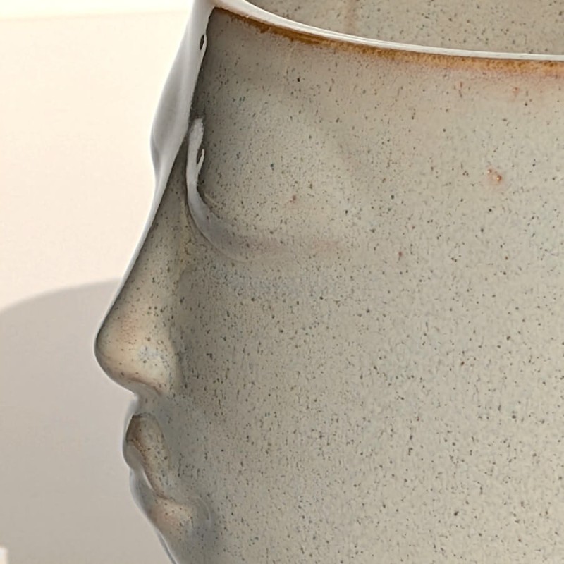 Vue de profil mettant en relief le nez et la courbe du pot.