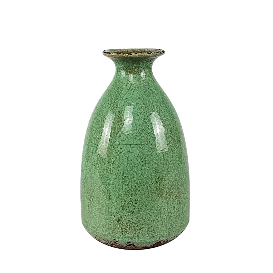 Vase craquelé vert d’eau glacé H26  | Deco-Delight.com