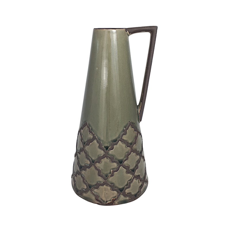 Pichet terre cuite motifs vert de gris H29  | Deco-Delight.com Pichet terre cuite motifs vert de gris H29  | Deco-Delight.com