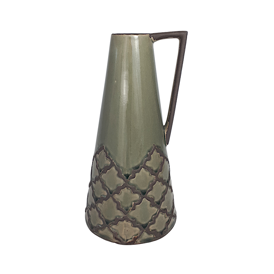 Pichet terre cuite motifs vert de gris H29  | Deco-Delight.com