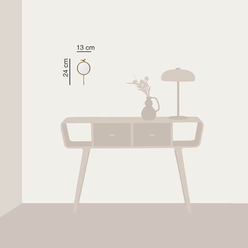 Miroir mural Oiseau doré avec crochet H25 cm | Deco-Delight.com