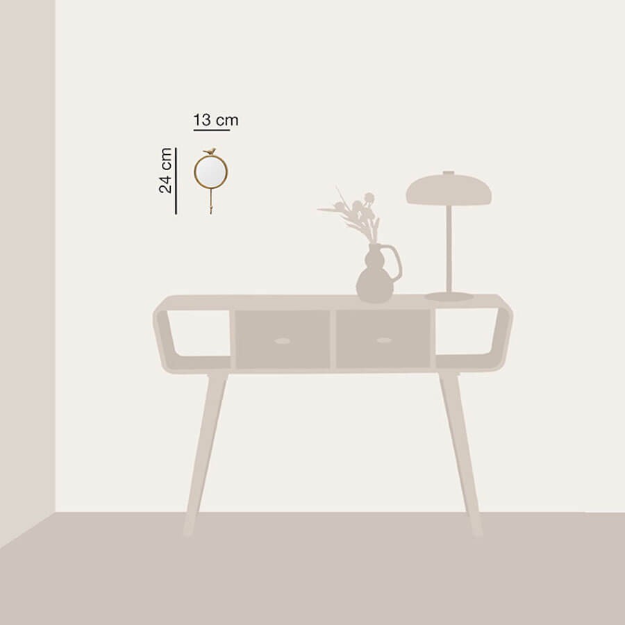 Miroir mural Oiseau doré avec crochet H25 cm | Deco-Delight.com