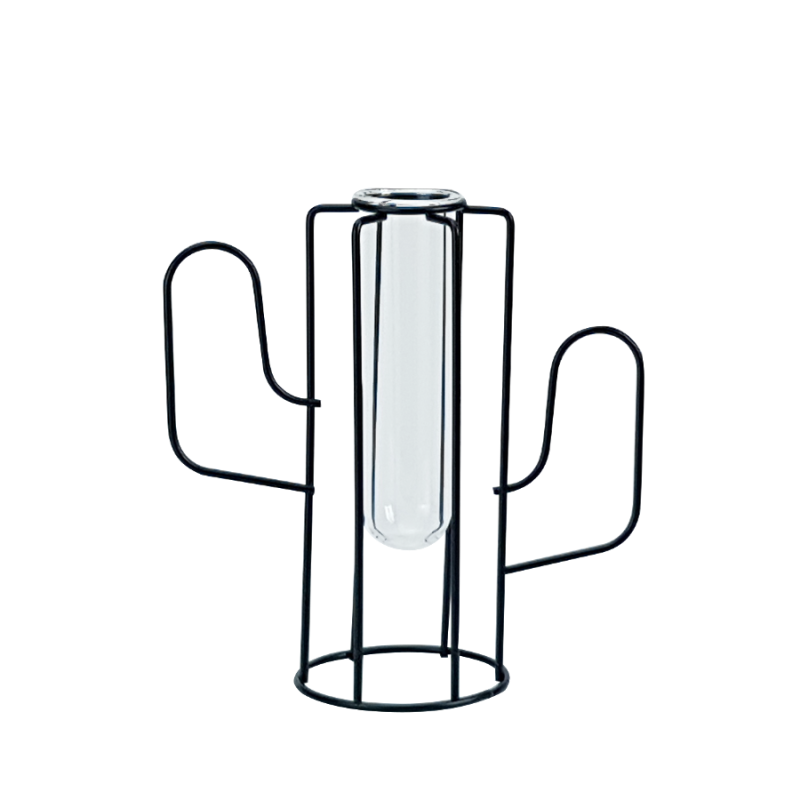 Soliflore cactus métal noir et verre H16.5  | Deco-Delight.com Soliflore cactus métal noir et verre H16.5  | Deco-Delight.com