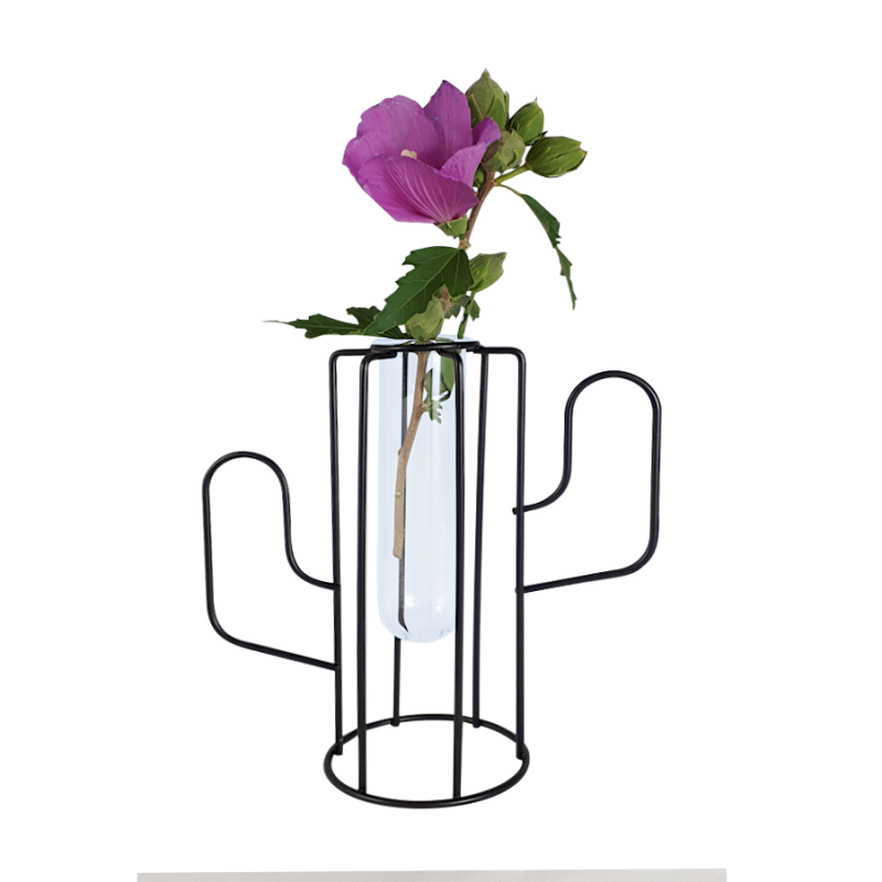Soliflore cactus métal noir et verre H16.5  | Deco-Delight.com Soliflore cactus métal noir et verre H16.5  | Deco-Delight.com