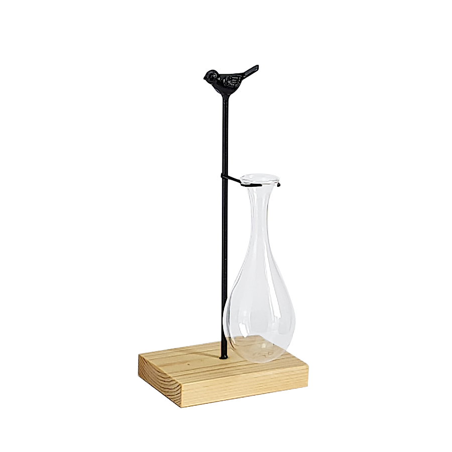 Soliflore oiseau bois métal noir H25 | Deco-Delight.com Soliflore oiseau bois métal noir H25 | Deco-Delight.com