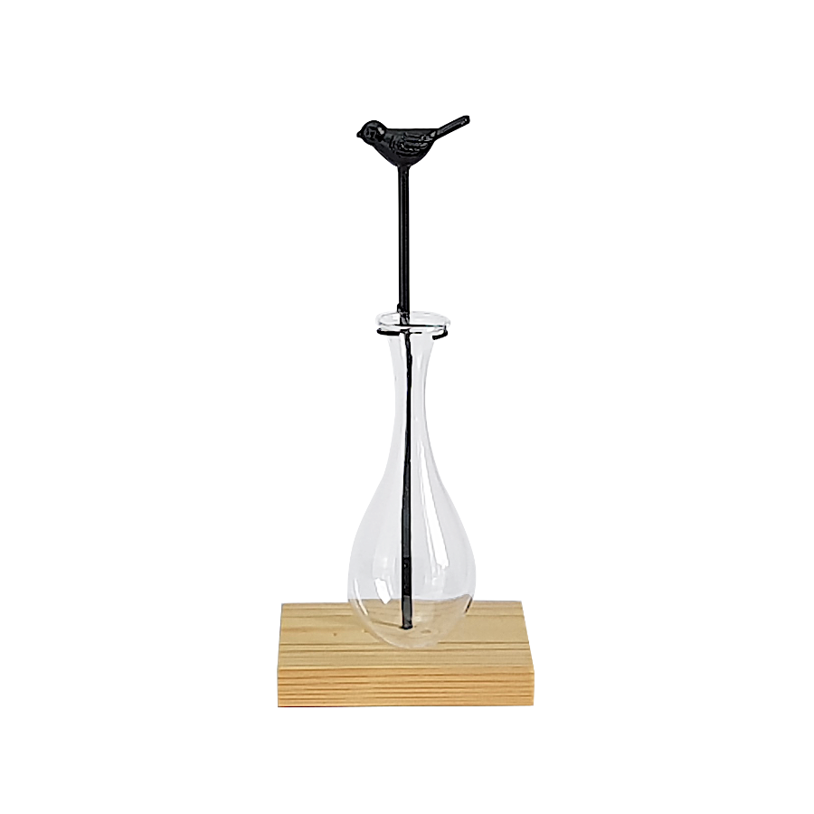 Soliflore oiseau bois métal noir H25 | Deco-Delight.com Soliflore oiseau bois métal noir H25 | Deco-Delight.com