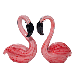 Flamants roses verre soufflé H15.5 | Deco-Delight.com