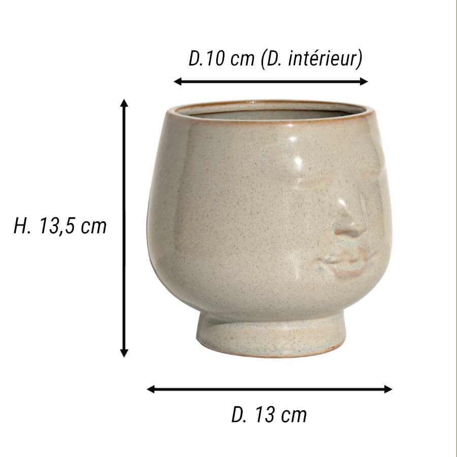Cache-pot Design Visage Céramique Beige | Deco-Delight