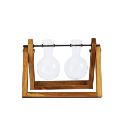Double soliflore métal et bois H15.5  | Deco-Delight.com