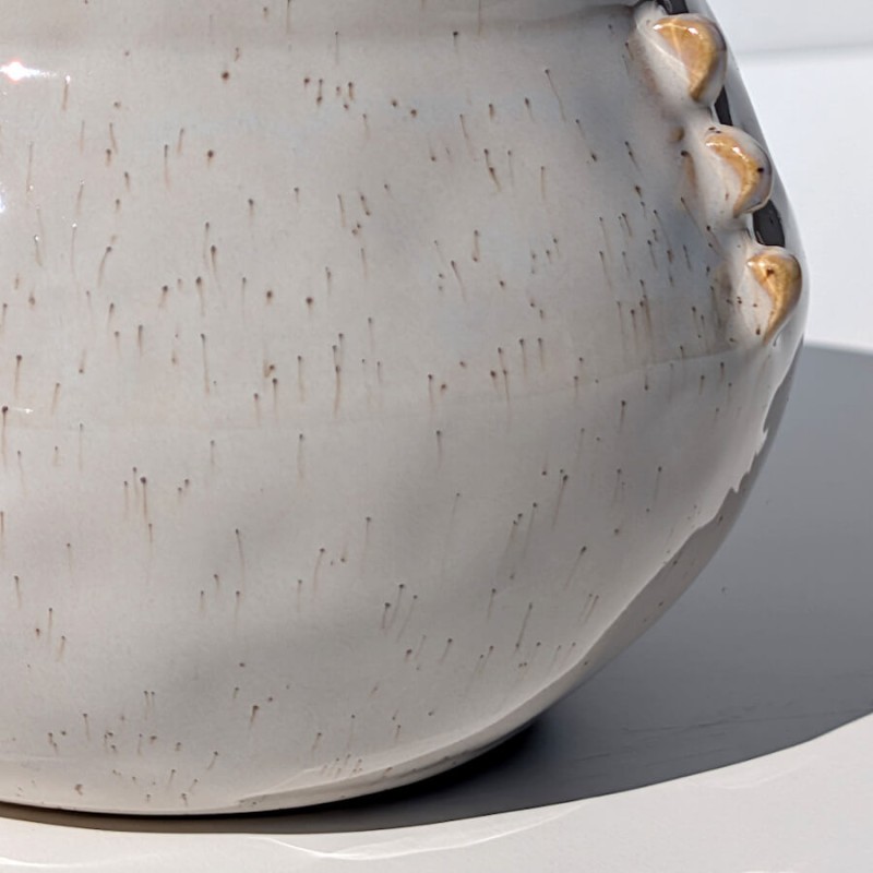 Cache-pot Artisanal Grès Beige Moucheté à Picots | Deco-Delight