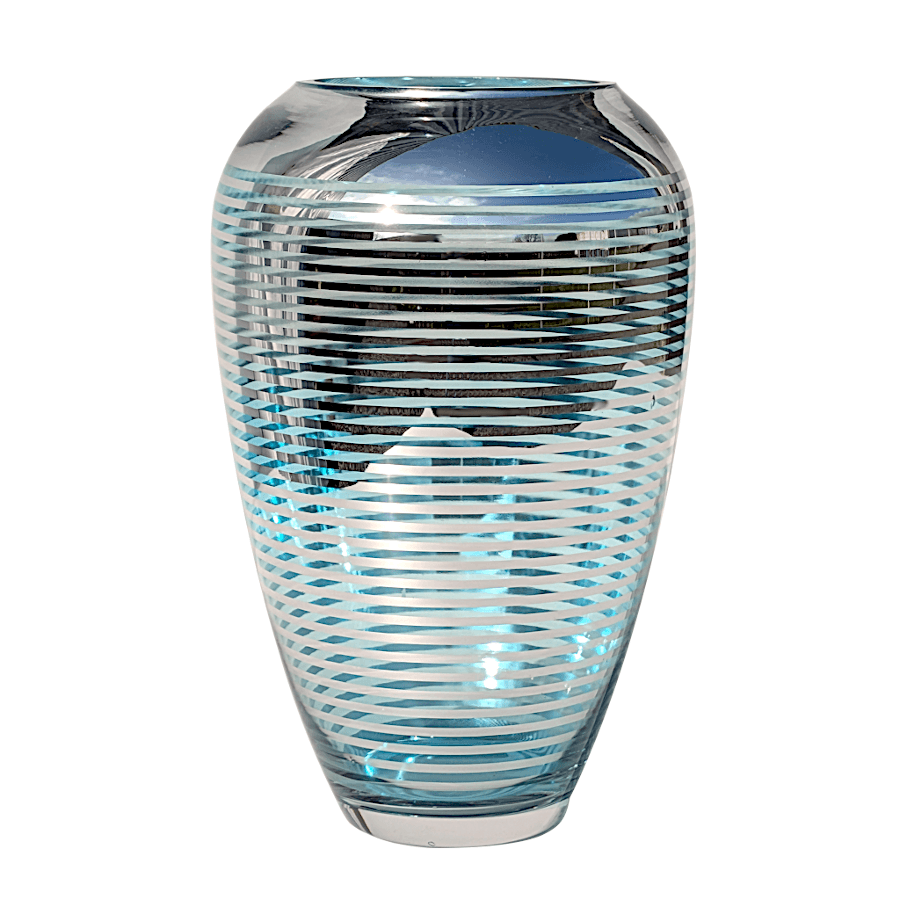 Vase lignes turquoises et argentées  | Deco-Delight.com