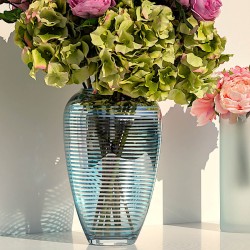 Vase lignes turquoises et argentées  | Deco-Delight.com