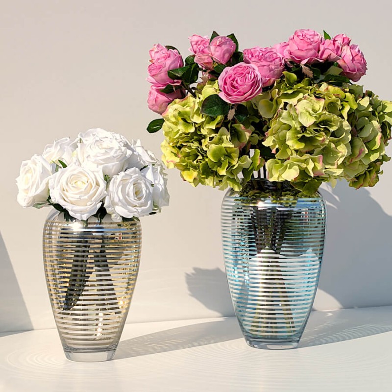 Vase lignes turquoises et argentées  | Deco-Delight.com